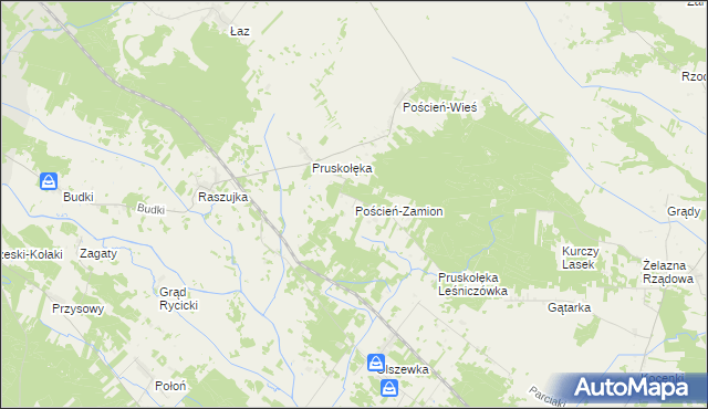 mapa Poścień-Zamion, Poścień-Zamion na mapie Targeo