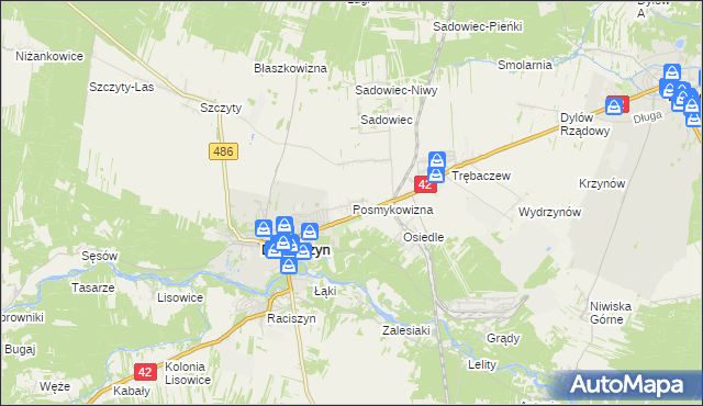 mapa Posmykowizna gmina Działoszyn, Posmykowizna gmina Działoszyn na mapie Targeo