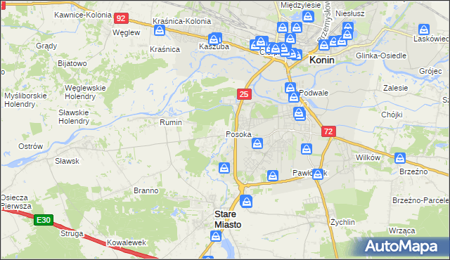 mapa Posoka gmina Stare Miasto, Posoka gmina Stare Miasto na mapie Targeo