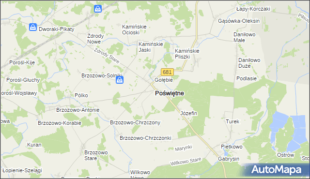 mapa Poświętne powiat białostocki, Poświętne powiat białostocki na mapie Targeo