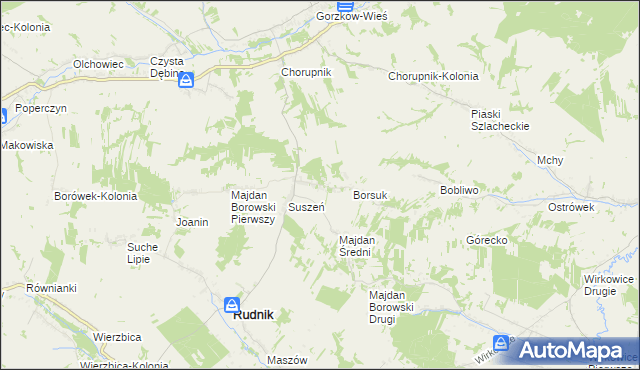 mapa Potasznia gmina Rudnik, Potasznia gmina Rudnik na mapie Targeo