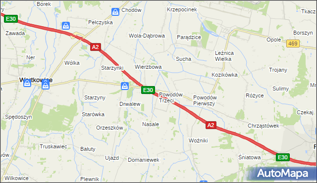 mapa Powodów Trzeci, Powodów Trzeci na mapie Targeo