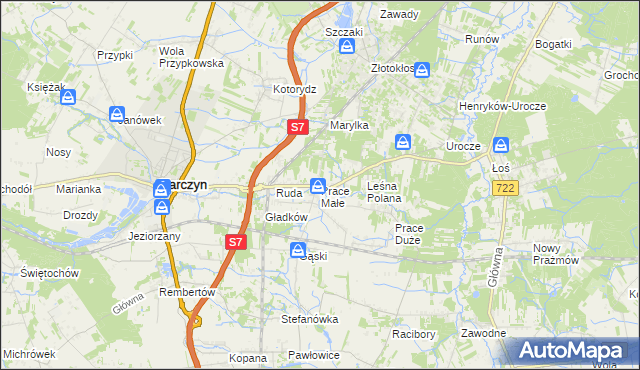 mapa Prace Małe, Prace Małe na mapie Targeo