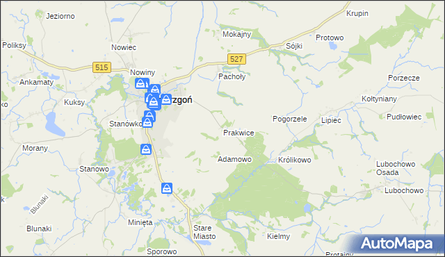 mapa Prakwice, Prakwice na mapie Targeo