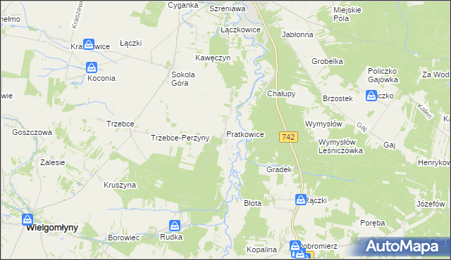 mapa Pratkowice, Pratkowice na mapie Targeo