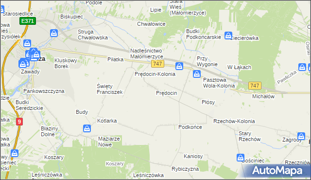 mapa Prędocin gmina Iłża, Prędocin gmina Iłża na mapie Targeo