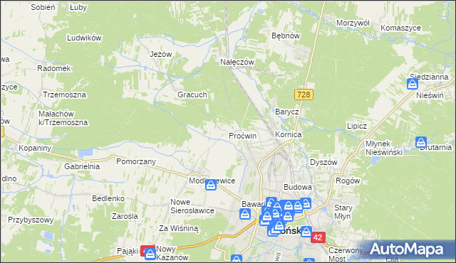 mapa Proćwin, Proćwin na mapie Targeo