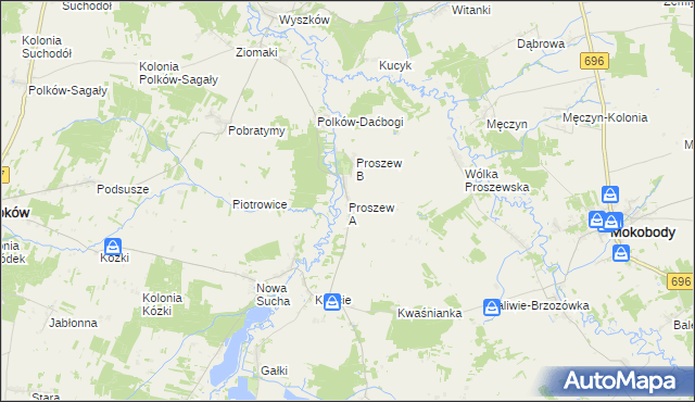 mapa Proszew A, Proszew A na mapie Targeo