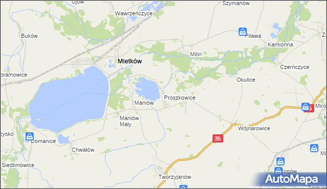 mapa Proszkowice, Proszkowice na mapie Targeo