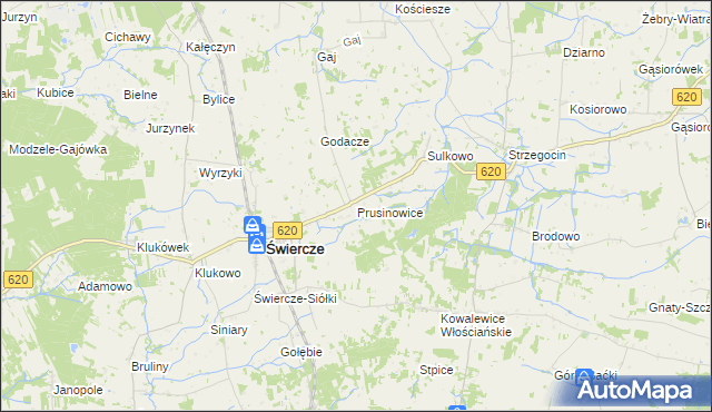 mapa Prusinowice gmina Świercze, Prusinowice gmina Świercze na mapie Targeo