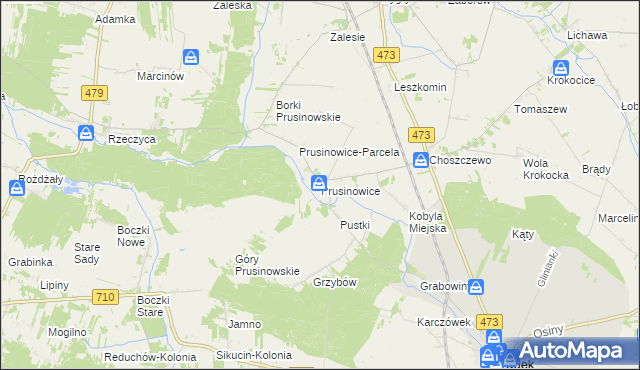 mapa Prusinowice gmina Szadek, Prusinowice gmina Szadek na mapie Targeo