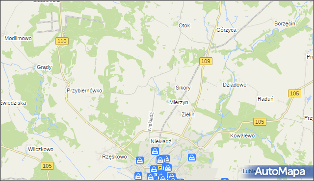 mapa Prusinowo gmina Gryfice, Prusinowo gmina Gryfice na mapie Targeo