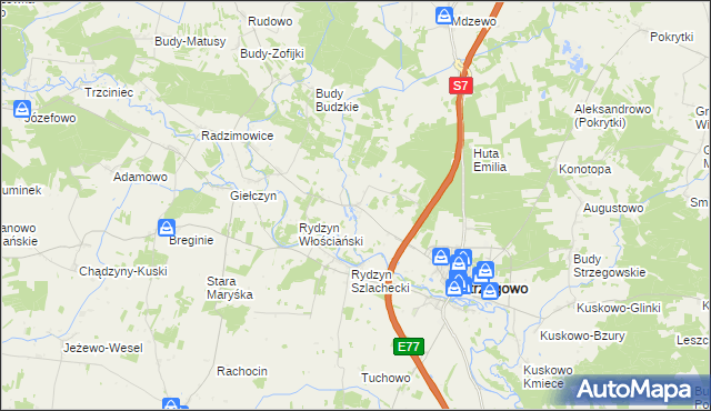 mapa Prusocin, Prusocin na mapie Targeo