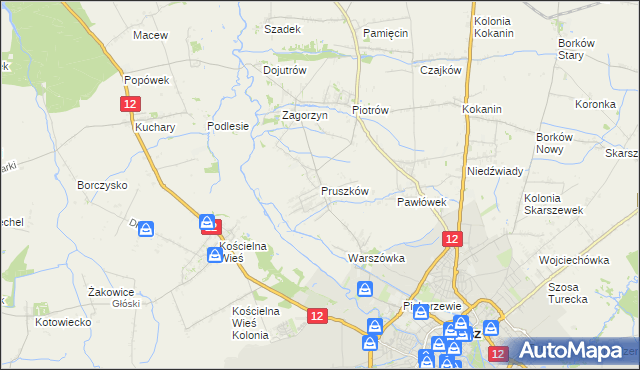 mapa Pruszków gmina Blizanów, Pruszków gmina Blizanów na mapie Targeo