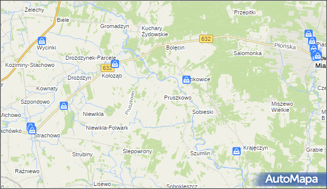 mapa Pruszkowo gmina Sochocin, Pruszkowo gmina Sochocin na mapie Targeo