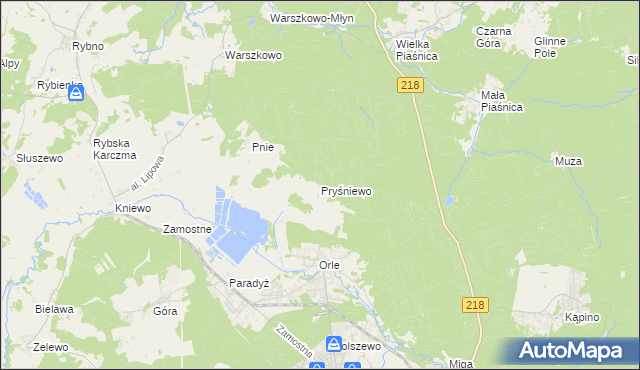 mapa Pryśniewo, Pryśniewo na mapie Targeo