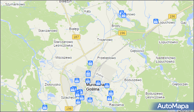 mapa Przebędowo gmina Murowana Goślina, Przebędowo gmina Murowana Goślina na mapie Targeo