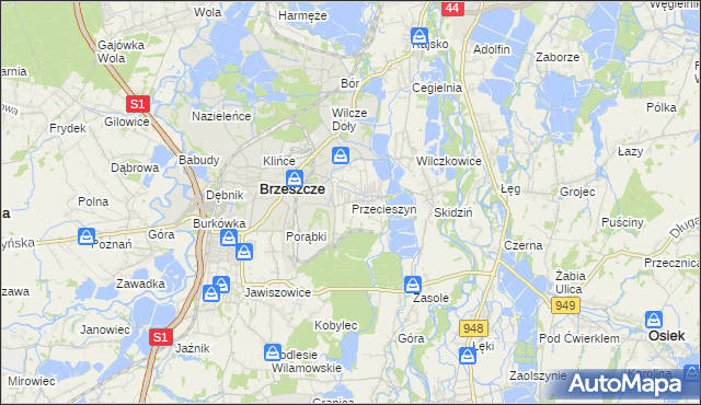 mapa Przecieszyn, Przecieszyn na mapie Targeo