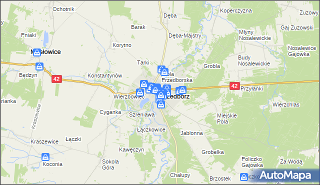 mapa Przedbórz powiat radomszczański, Przedbórz powiat radomszczański na mapie Targeo