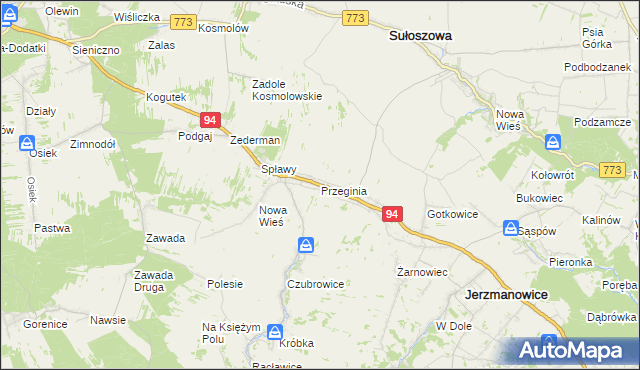 mapa Przeginia, Przeginia na mapie Targeo