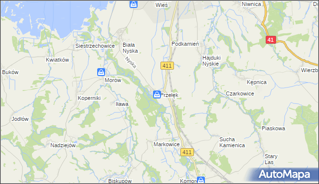 mapa Przełęk gmina Nysa, Przełęk gmina Nysa na mapie Targeo