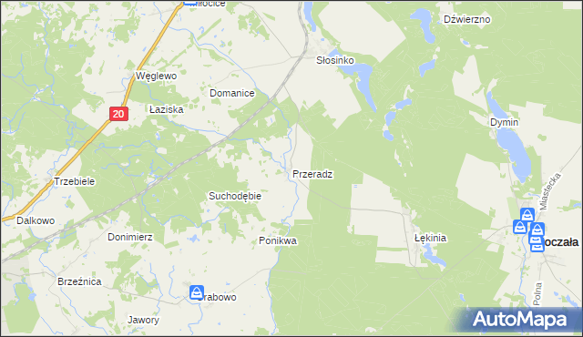 mapa Przeradz gmina Miastko, Przeradz gmina Miastko na mapie Targeo