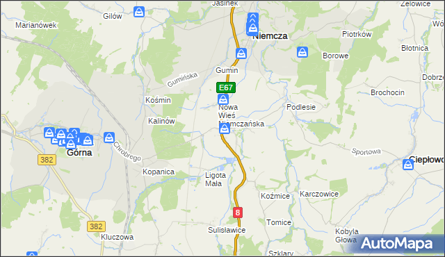 mapa Przerzeczyn-Zdrój, Przerzeczyn-Zdrój na mapie Targeo