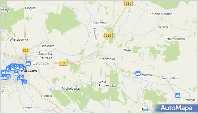 mapa Przewłoka gmina Parczew, Przewłoka gmina Parczew na mapie Targeo