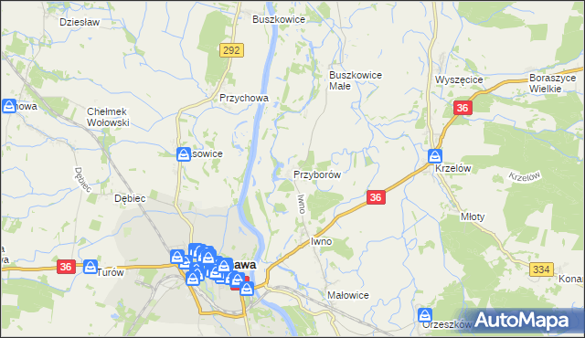 mapa Przyborów gmina Wińsko, Przyborów gmina Wińsko na mapie Targeo