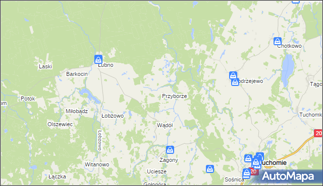 mapa Przyborze gmina Kołczygłowy, Przyborze gmina Kołczygłowy na mapie Targeo