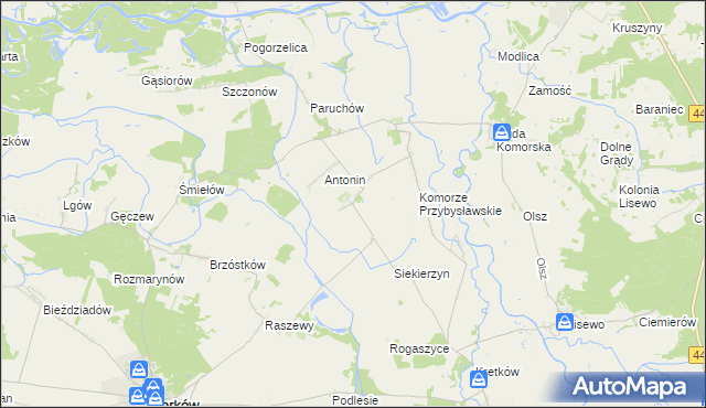 mapa Przybysław gmina Żerków, Przybysław gmina Żerków na mapie Targeo