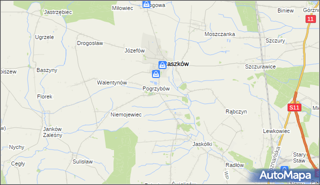 mapa Przybysławice gmina Raszków, Przybysławice gmina Raszków na mapie Targeo