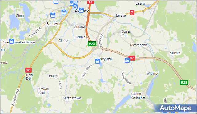 mapa Przyjaźń, Przyjaźń na mapie Targeo
