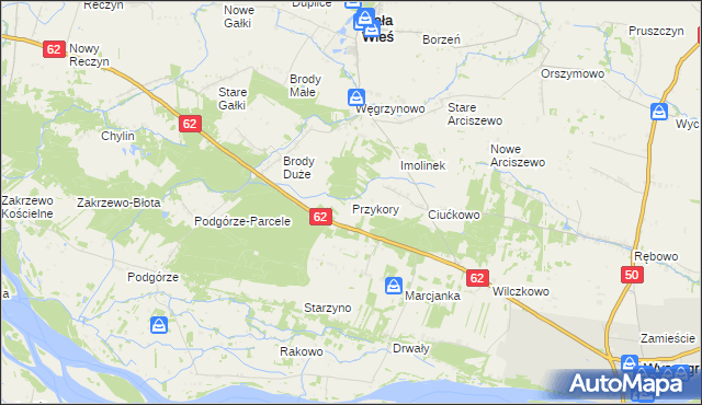 mapa Przykory gmina Mała Wieś, Przykory gmina Mała Wieś na mapie Targeo