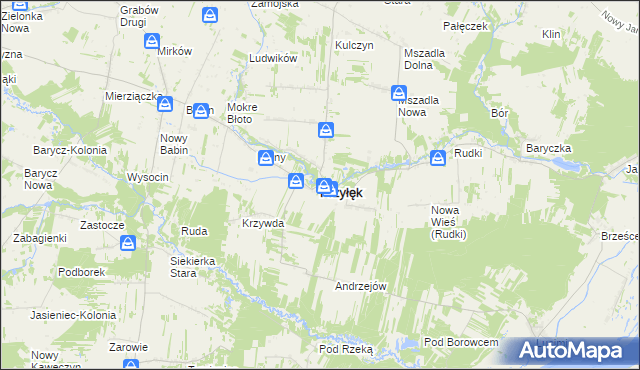 mapa Przyłęk powiat zwoleński, Przyłęk powiat zwoleński na mapie Targeo