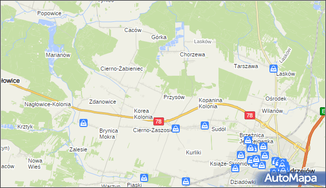 mapa Przysów, Przysów na mapie Targeo