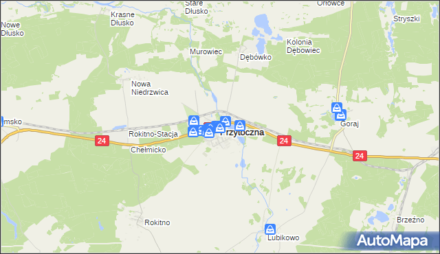 mapa Przytoczna, Przytoczna na mapie Targeo