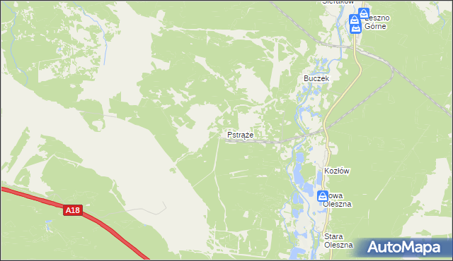 mapa Pstrąże, Pstrąże na mapie Targeo