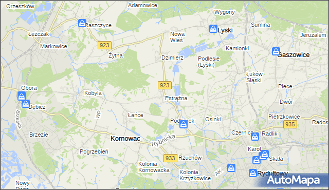 mapa Pstrążna, Pstrążna na mapie Targeo