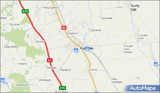 mapa Pszczółki powiat gdański, Pszczółki powiat gdański na mapie Targeo