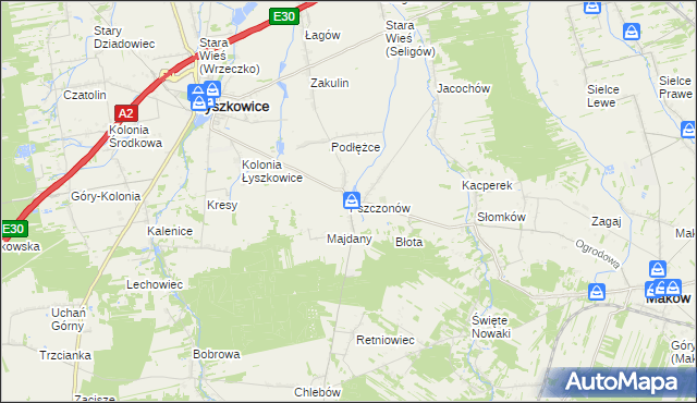 mapa Pszczonów, Pszczonów na mapie Targeo