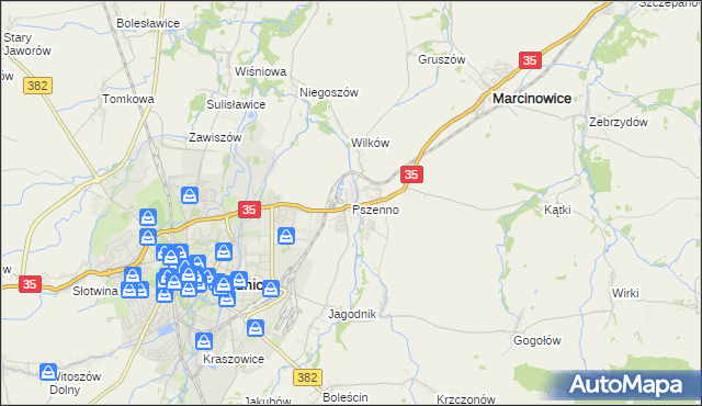 mapa Pszenno, Pszenno na mapie Targeo