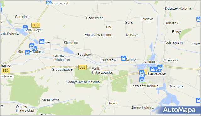 mapa Pukarzów gmina Łaszczów, Pukarzów gmina Łaszczów na mapie Targeo