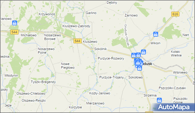mapa Purzyce-Rozwory, Purzyce-Rozwory na mapie Targeo