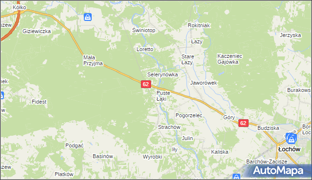 mapa Puste Łąki, Puste Łąki na mapie Targeo