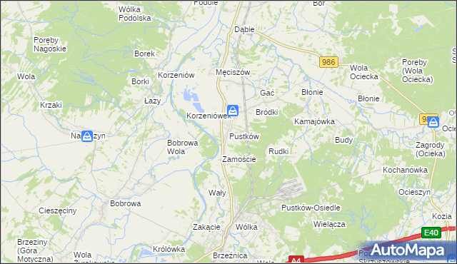 mapa Pustków gmina Dębica, Pustków gmina Dębica na mapie Targeo