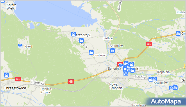 mapa Pustków gmina Ozimek, Pustków gmina Ozimek na mapie Targeo