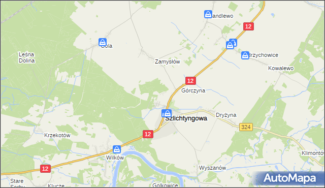 mapa Puszcza gmina Szlichtyngowa, Puszcza gmina Szlichtyngowa na mapie Targeo
