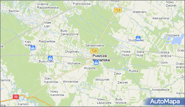 mapa Puszcza Mariańska, Puszcza Mariańska na mapie Targeo