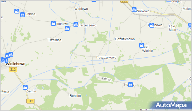 mapa Puszczykowo gmina Kamieniec, Puszczykowo gmina Kamieniec na mapie Targeo